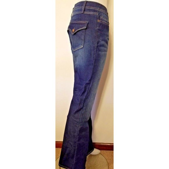 Roz and Ali Women's Flap Pocket Jeans Size 8 Average Dark Wash Whiskering - Picture 6 of 10